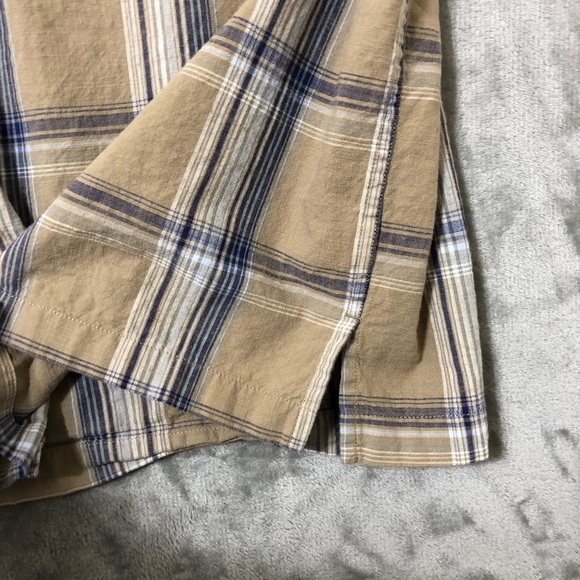 Solaris Men Brown Plaid Shirt Size XL Button Up Short Sleeve Summer Casual - Picture 6 of 12